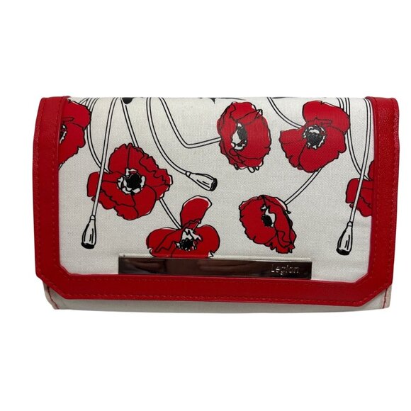 Legion Red & White Floral Wallet With Matching Key Holder Poppies 8 x 5" - Picture 2 of 16